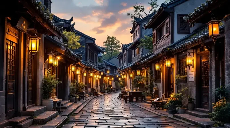 古镇巷弄漫步，青石板上的旧时光 - 人人美剧